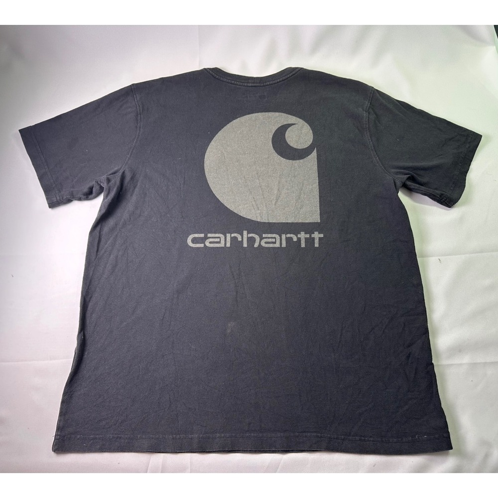 Carhartt Mens Black Relaxed Fit Cotton Pocket‎ T Shirt Large Paint Splatter Work